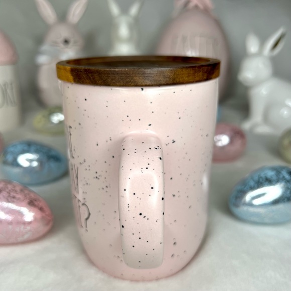 ❌SOLD❌ Rae Dunn Coffee Mug DID SOME BUNNY SAY CHOCOLATE Coaster Lid Easter Pink - Picture 9 of 17
